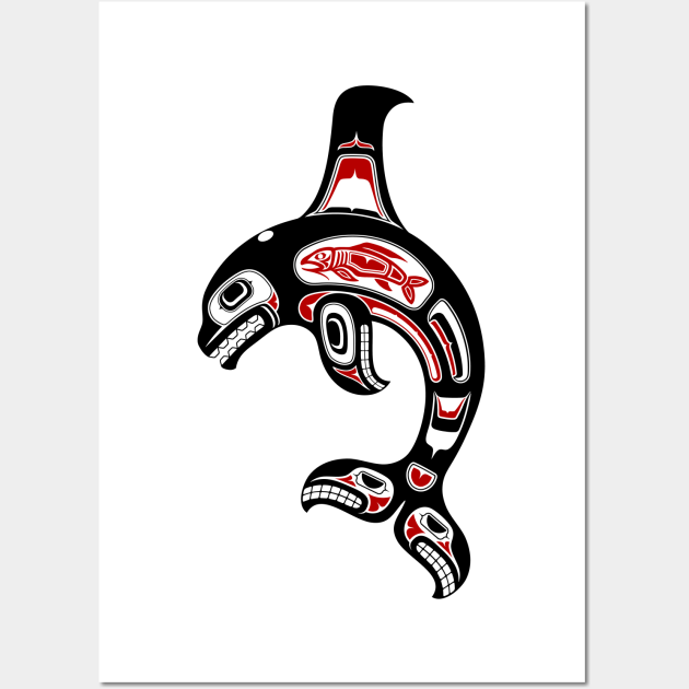 Red and Black Haida Spirit Killer Whale - Killer Whale - Posters and